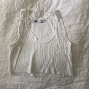 Zara white cropped ribbed tank top